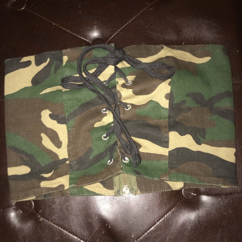Camo Lace Up Tube Top